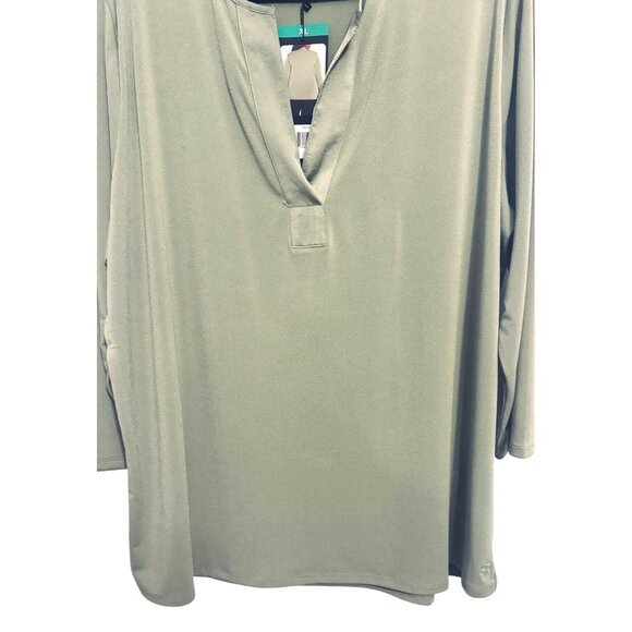 NWT Banana Republic XL Sage Green 3/4 Sleeve V-Neck Top Casual Blouse Polyester - Picture 3 of 14